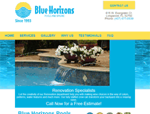 Tablet Screenshot of bluehorizonspools.com